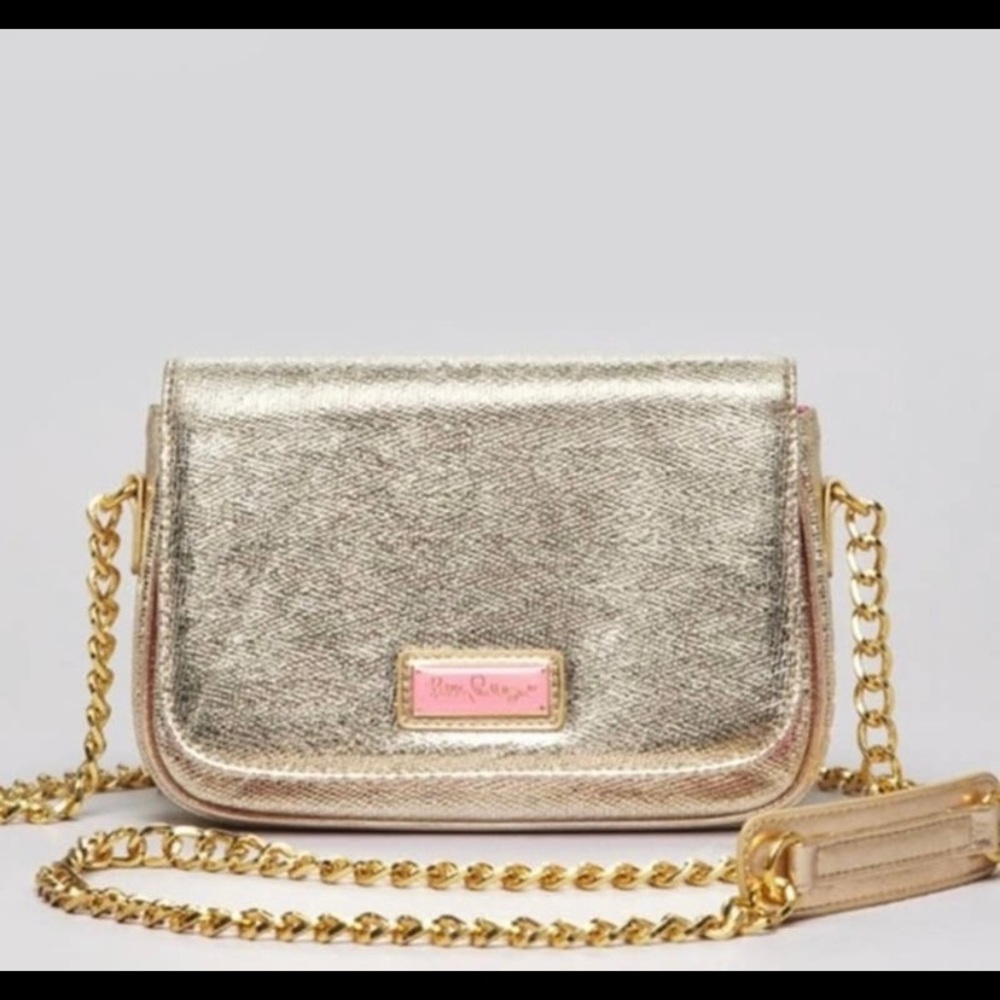 Lilly Pulitzer bag purse gold cross-body shoulder